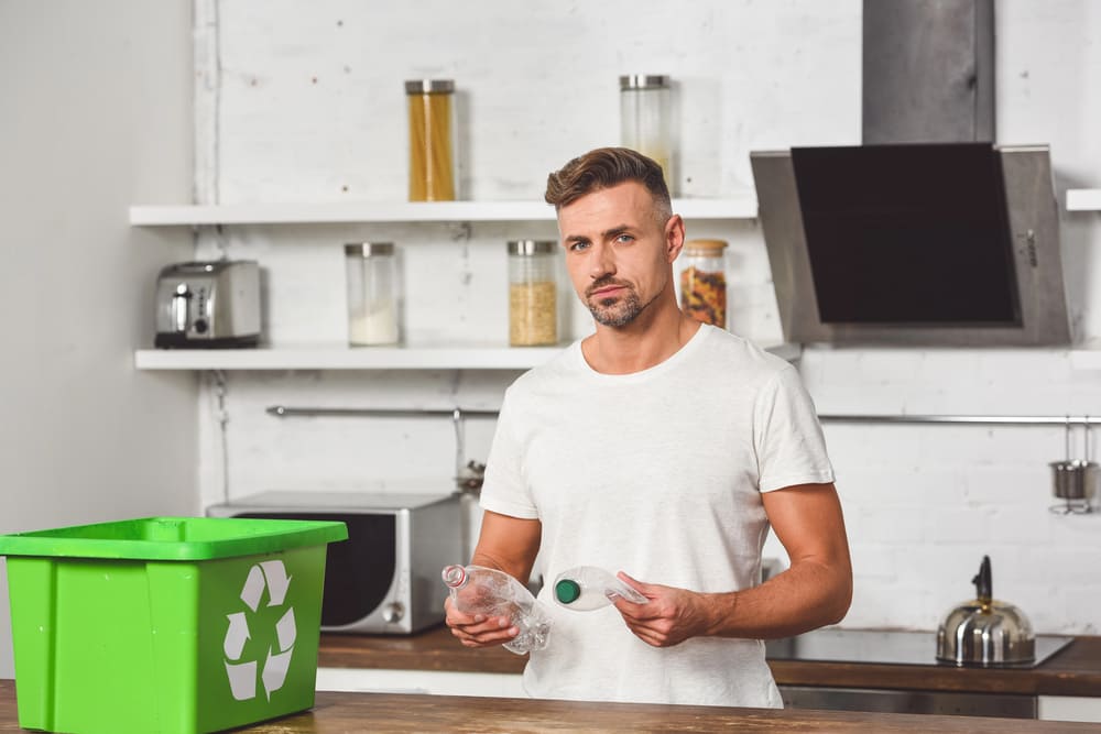 Plastic bottles and recycle box